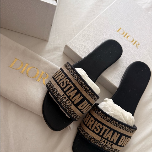 Dior Black and Tan Sandals - Picture 1 of 3